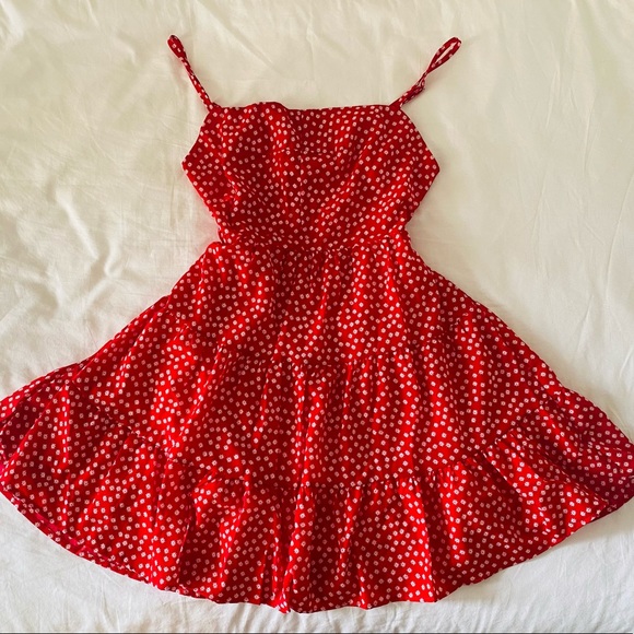 NWT Princess Polly Red Floral Tiered Dress - Picture 2 of 6